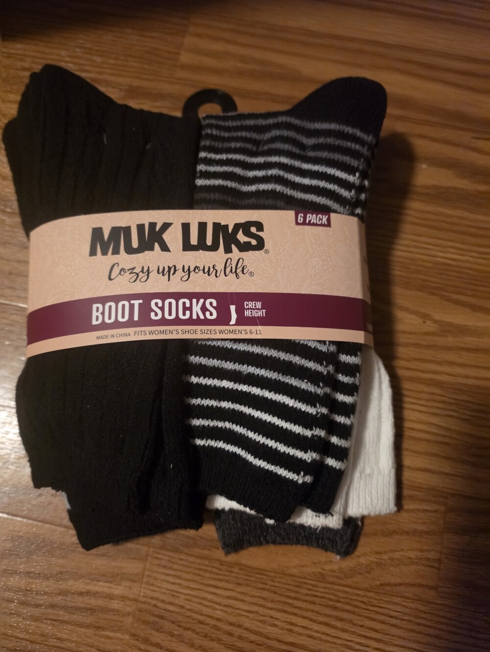 Muk Luks Men's Boot Socks - Black, White, Gray Striped Set